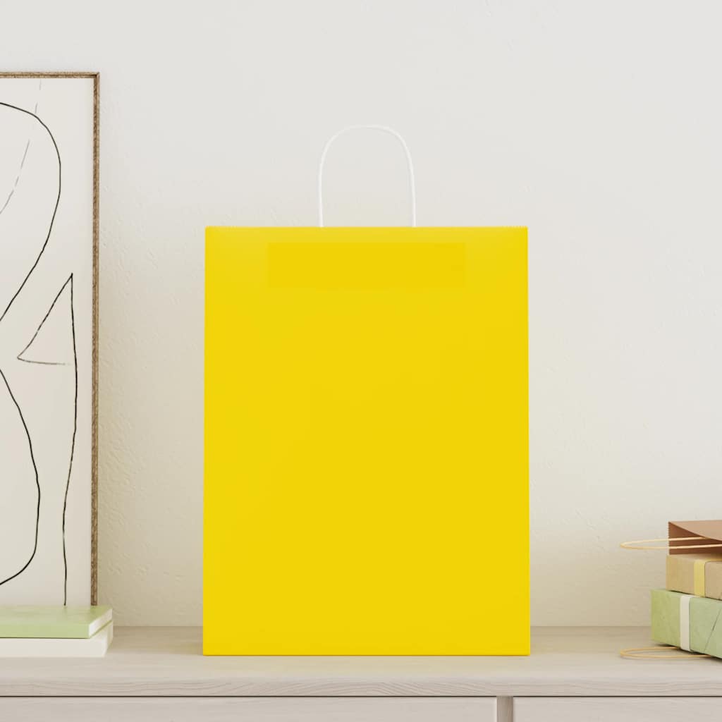VidaXL bolsas de papel 250uds con asas 32x12x42 cm amarillo