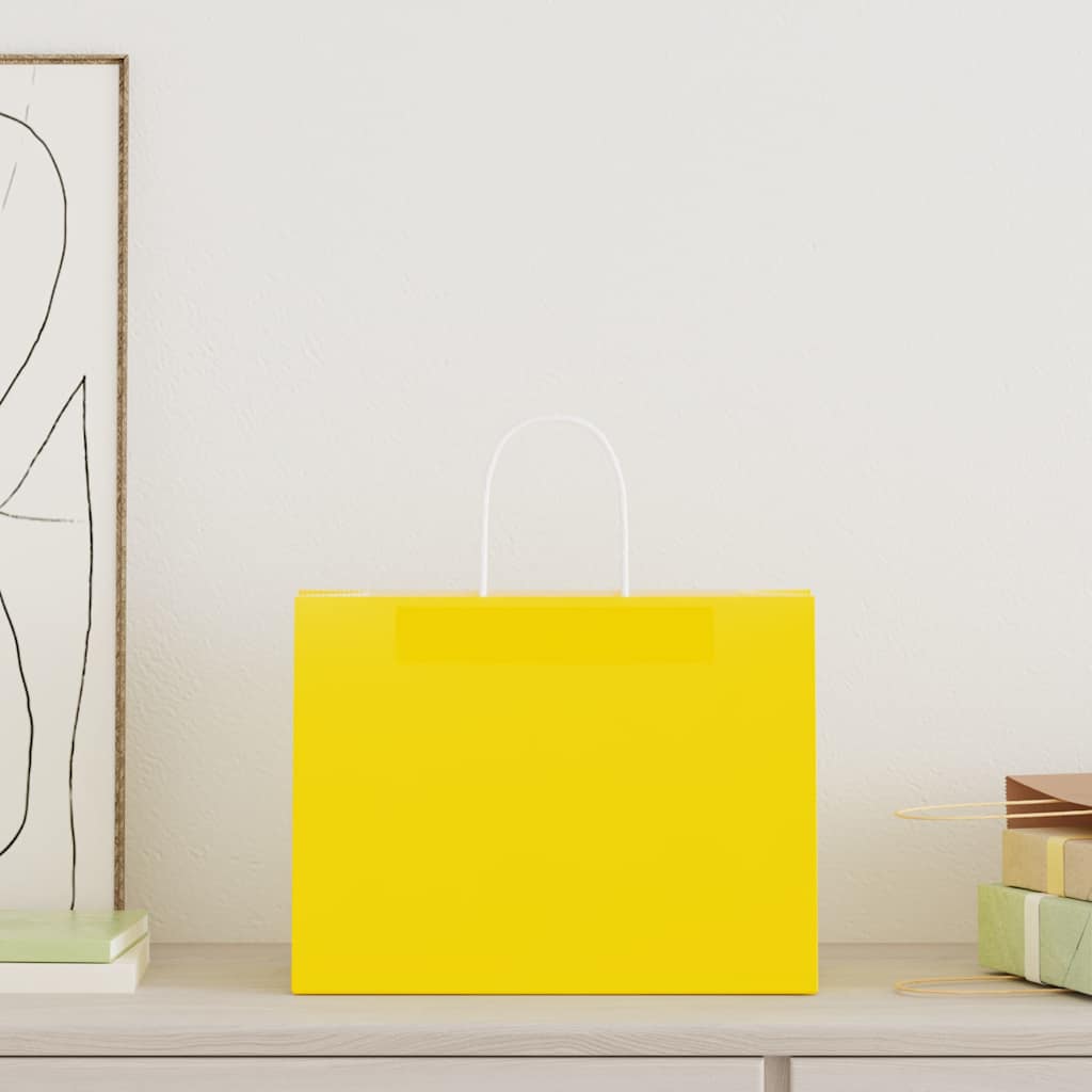 VidaXL bolsas de papel 250uds con asas 32x17x25 cm amarillo
