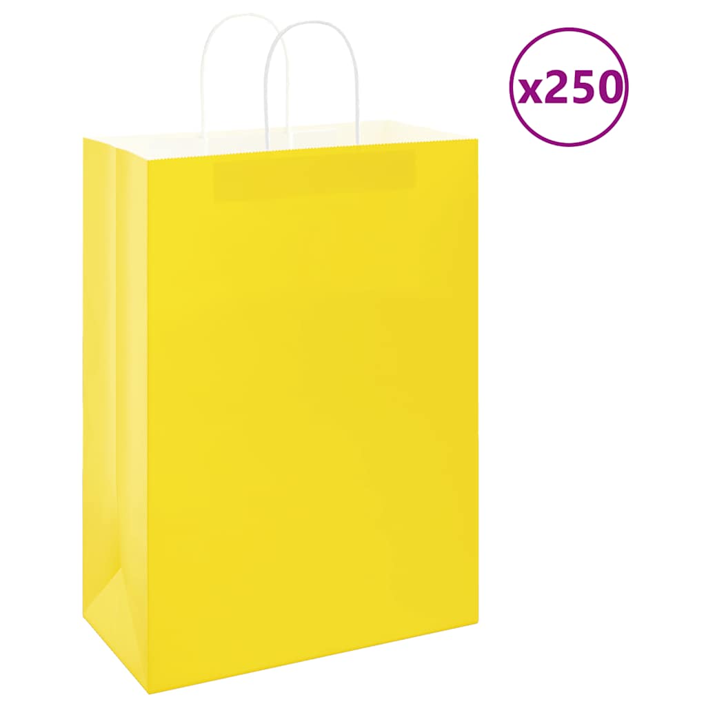 Sacchetti di carta VidaXL 250 pz con manici 32x17x44 cm gialli