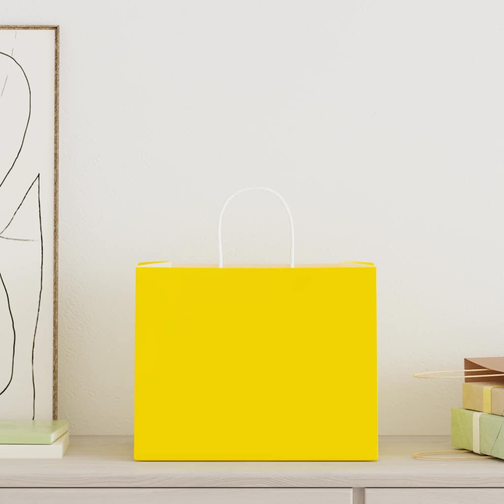 VidaXL bolsas de papel 250uds con asas 32x22x24 cm amarillo