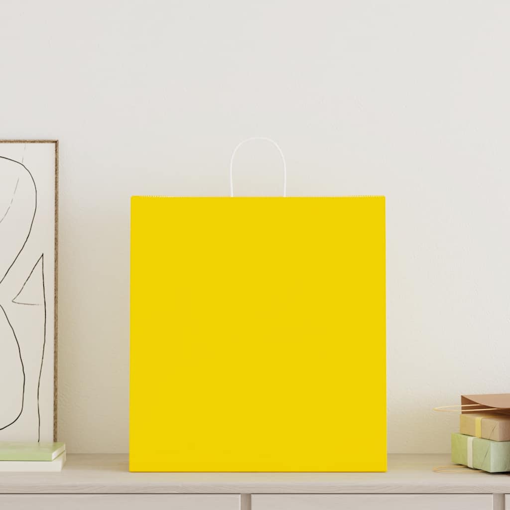 VidaXL bolsas de papel 250uds con asas 45x17x48 cm amarillo
