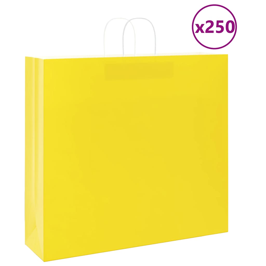 VidaXL bolsas de papel 250uds con asas 54x15x49 cm amarillo