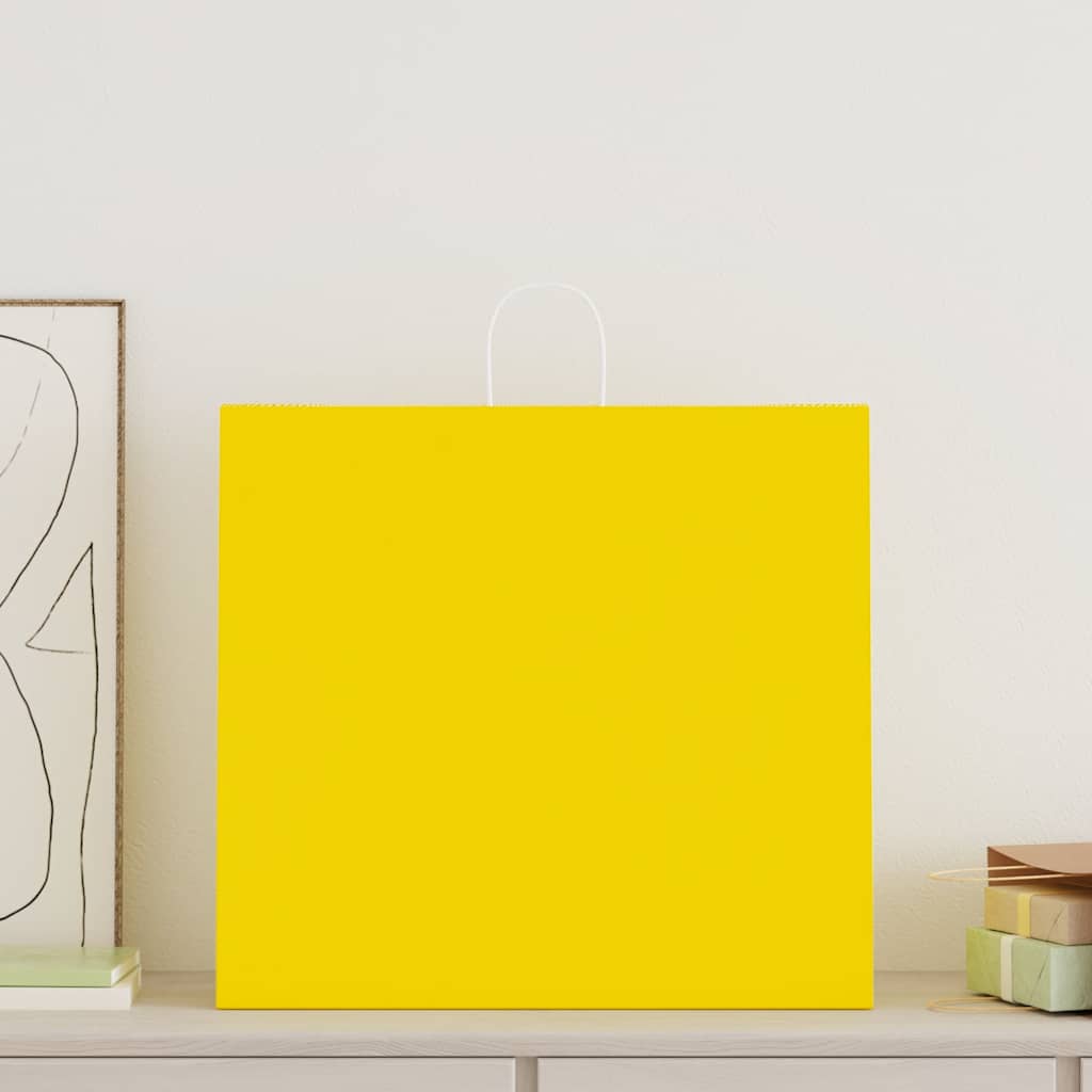VidaXL bolsas de papel 250uds con asas 54x15x49 cm amarillo