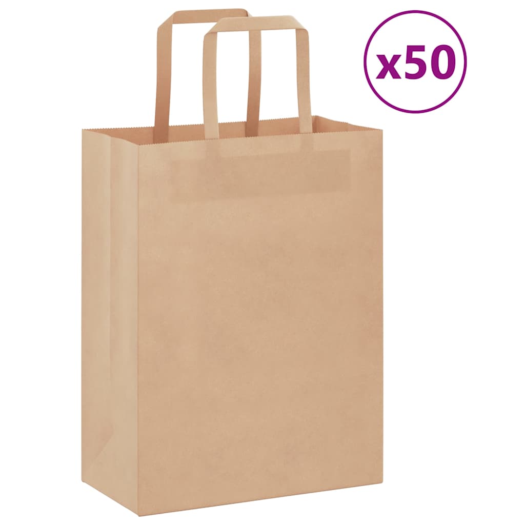 VidaXL bolsas de papel 50uds con asas 21x11x28 cm marrón
