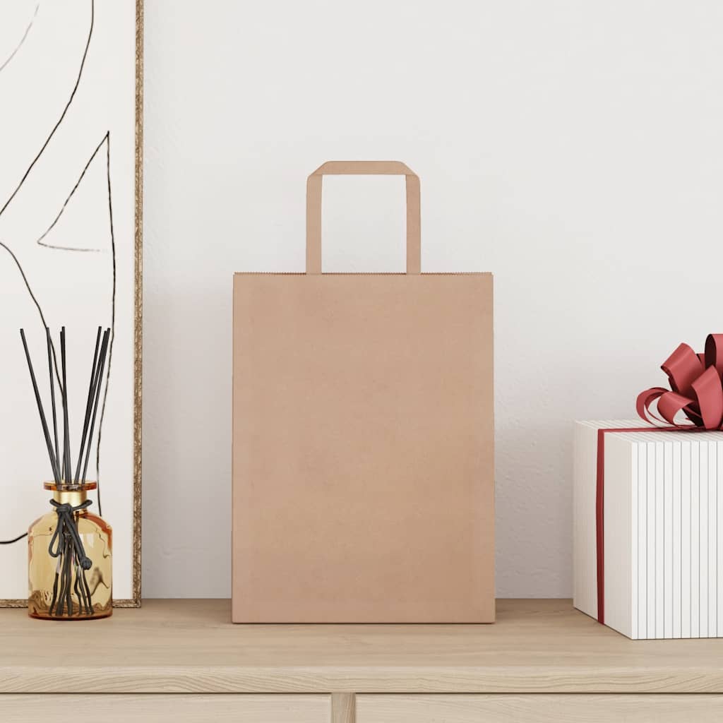 VidaXL bolsas de papel 50uds con asas 21x11x28 cm marrón