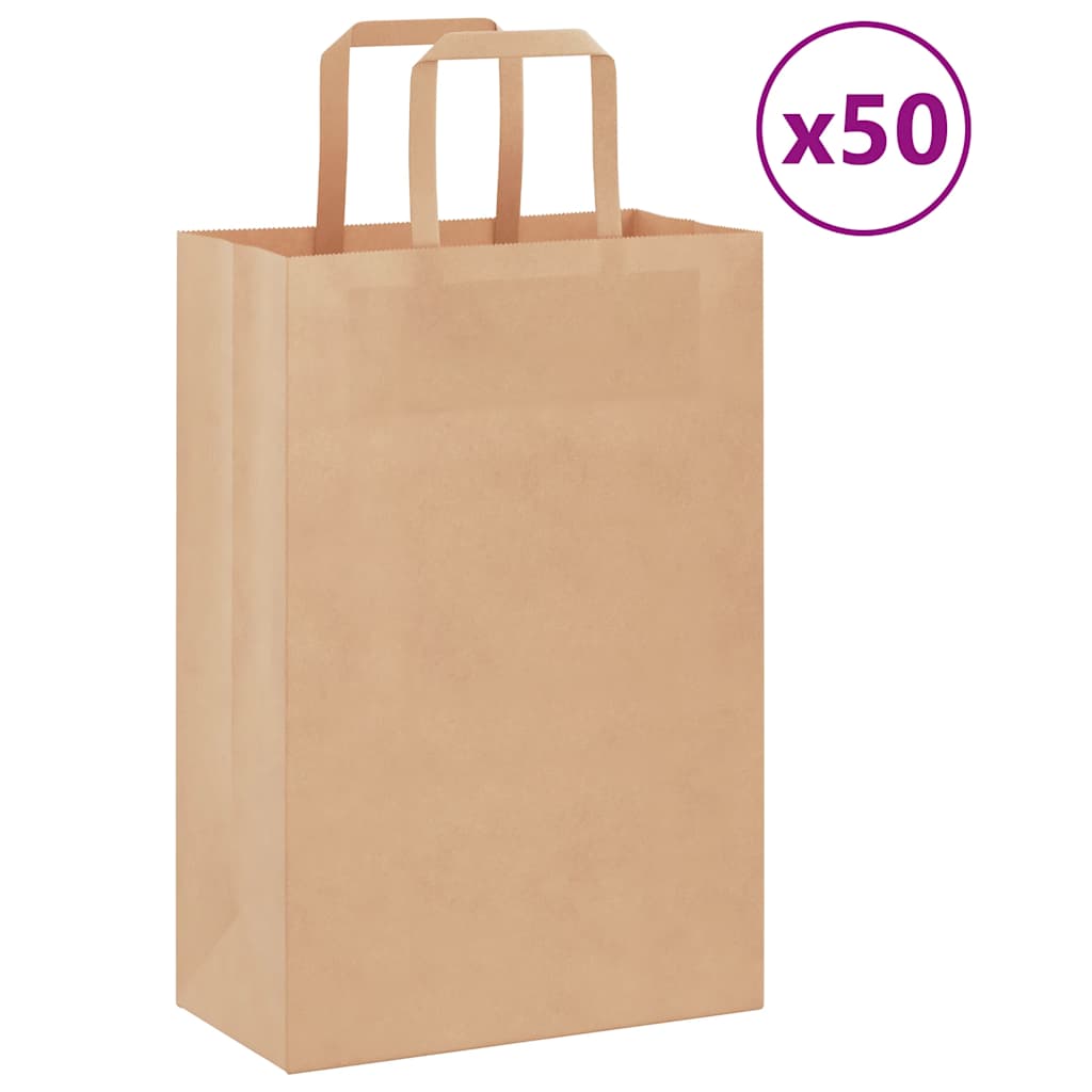 VidaXL bolsas de papel 50uds con asas 21x11x31 cm marrón