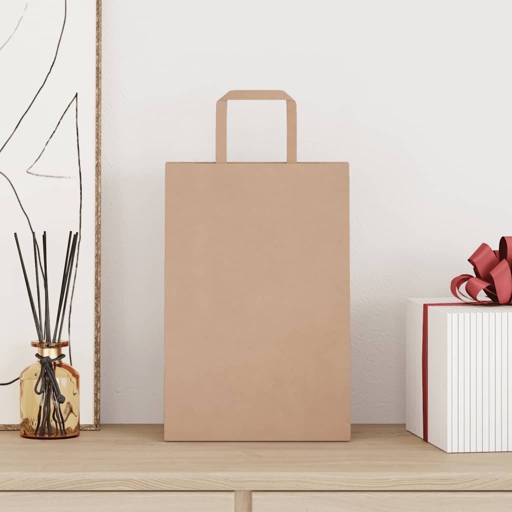 VidaXL bolsas de papel 50uds con asas 21x11x31 cm marrón
