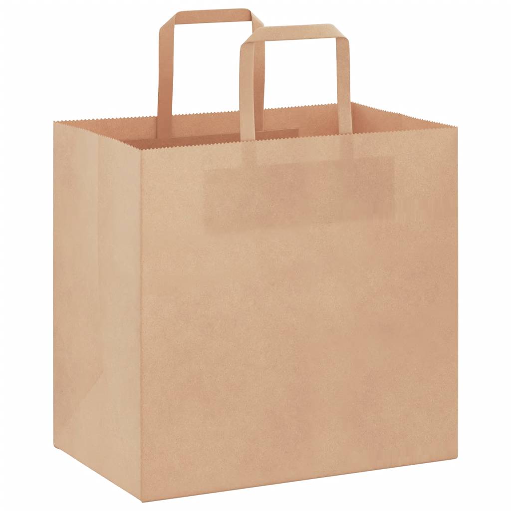 VidaXL bolsas de papel 50uds con asas 26x17x25 cm marrón