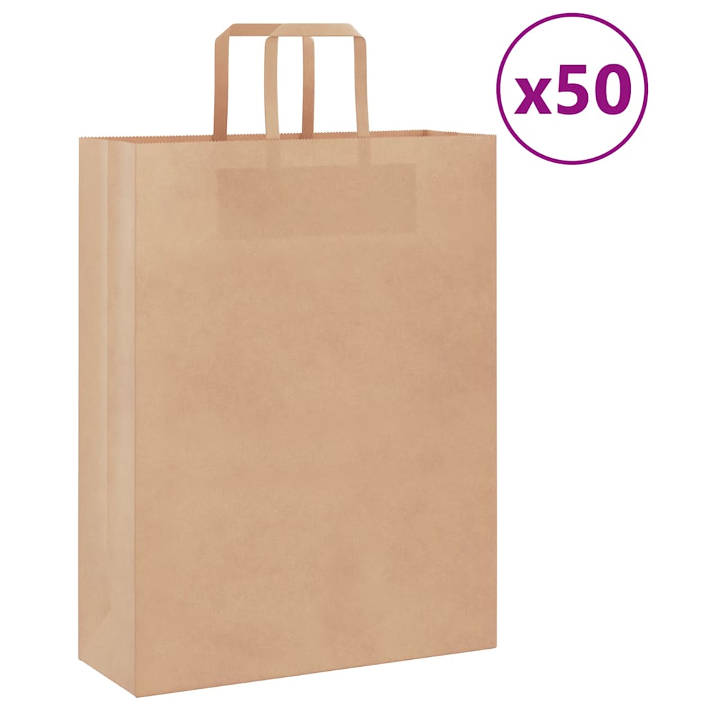 VidaXL bolsas de papel 50uds con asas 32x12x42 cm marrón