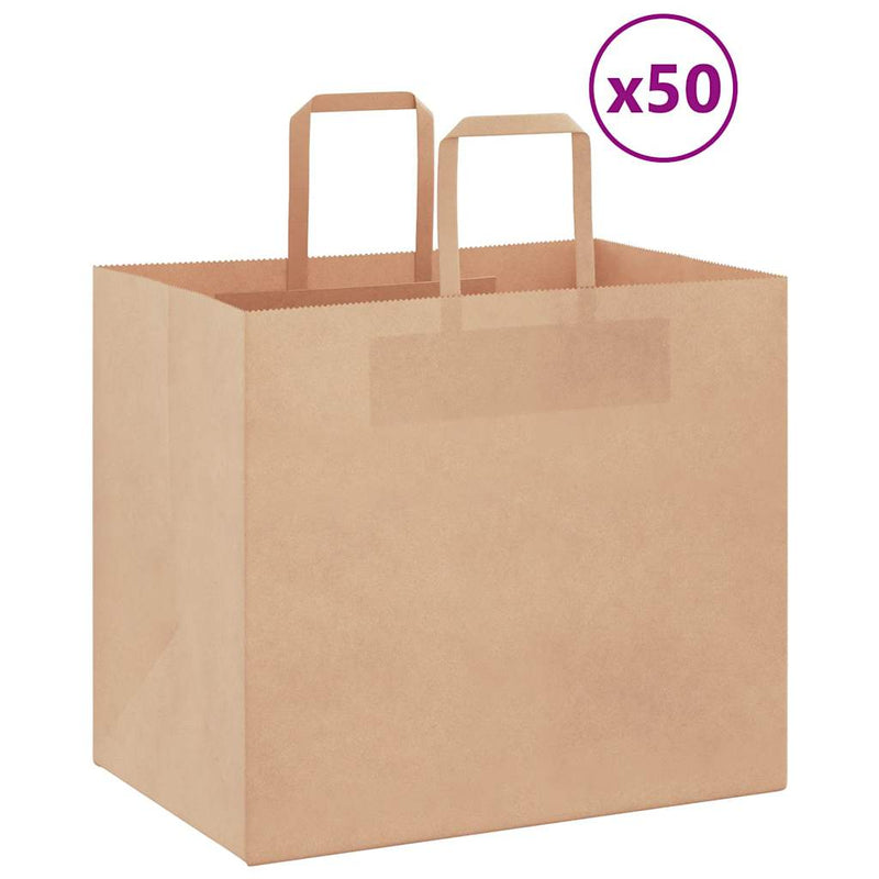 VidaXL bolsas de papel 50uds con asas 32x22x28 cm marrón