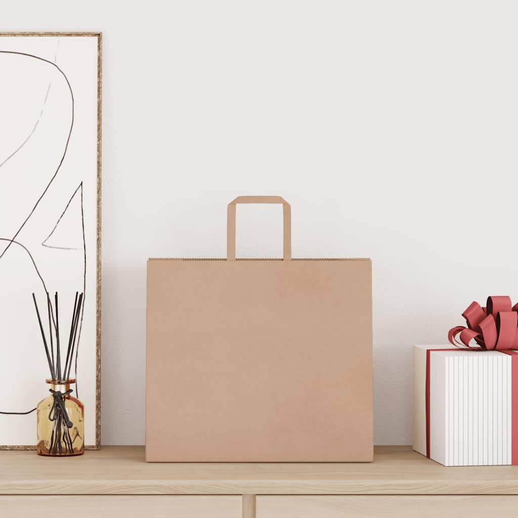 VidaXL bolsas de papel 50uds con asas 32x22x28 cm marrón