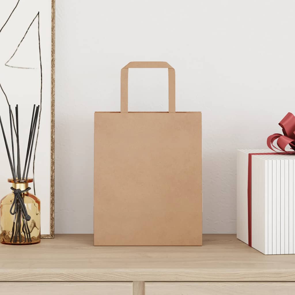 VidaXL bolsas de papel 250 uds con asas 18x8x22 cm marrón