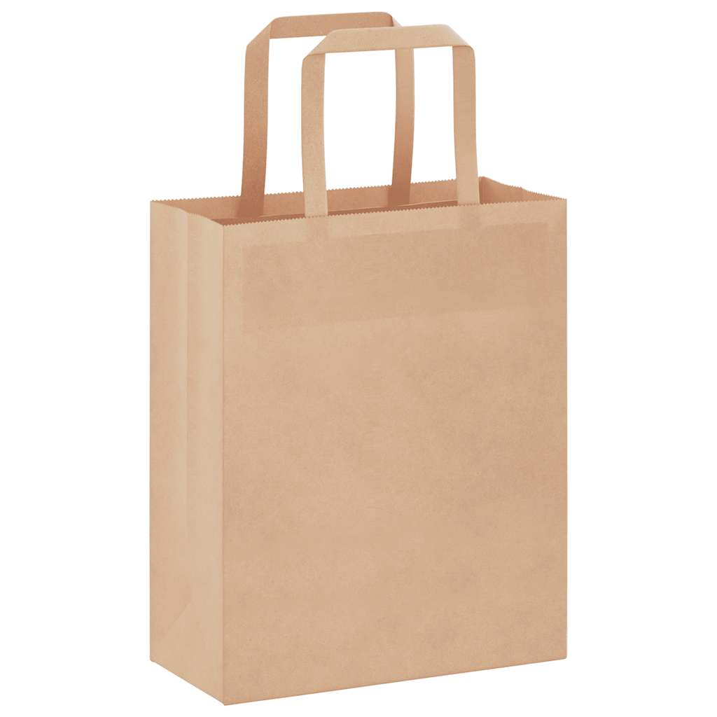VidaXL bolsas de papel 250 uds con asas 18x8x22 cm marrón