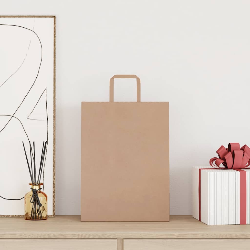 VidaXL bolsas de papel 250uds con asas 26x12x35 cm marrón