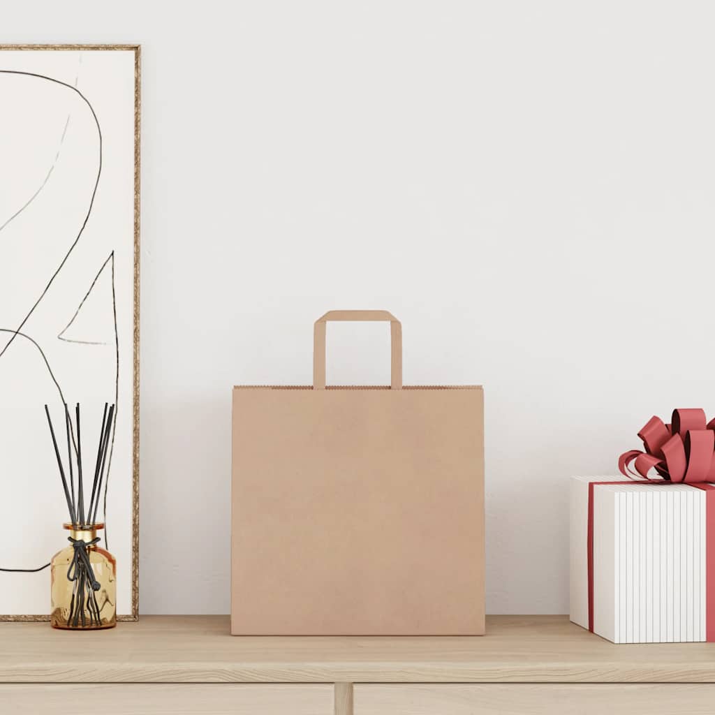 VidaXL bolsas de papel 250uds con asas 26x17x25 cm marrón