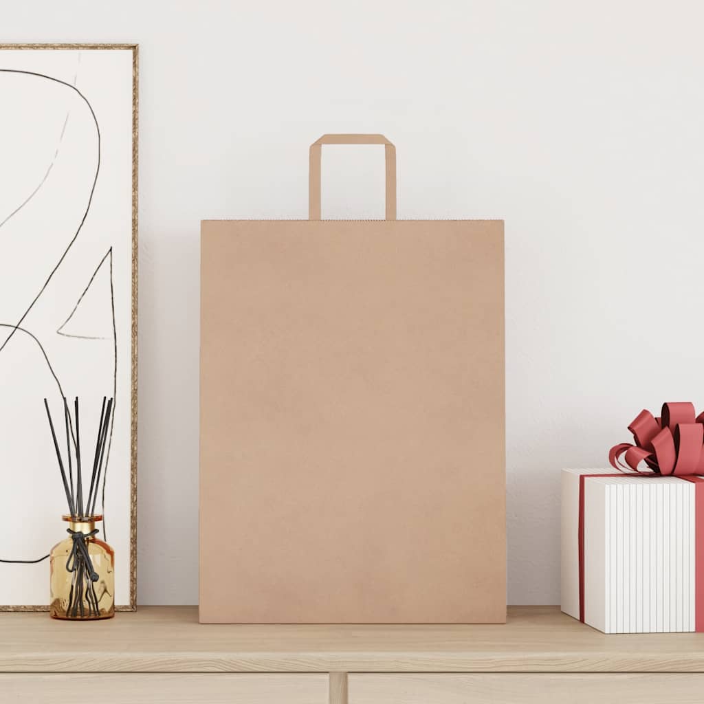 VidaXL bolsas de papel 250uds con asas 32x12x42 cm marrón