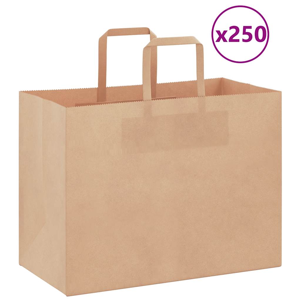 Sacchetti di carta VidaXL 250 pz con manici 32x17x25 cm marrone