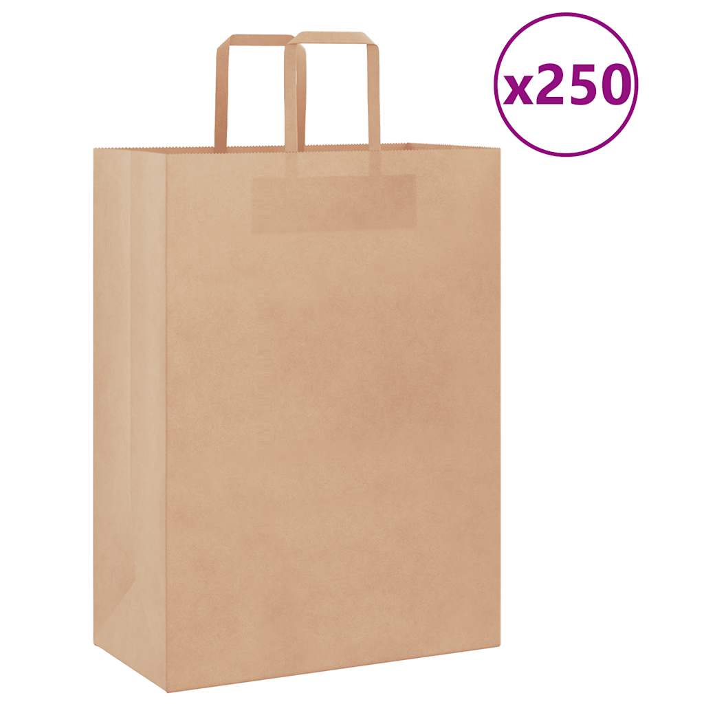 Vidaxxl bolsas de papel 250uds con asas 32x17x44 cm marrón