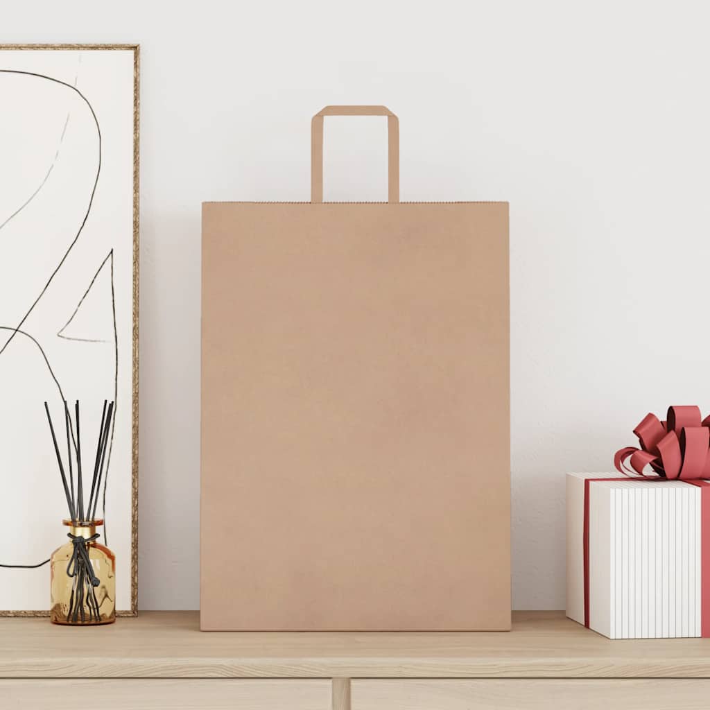 Vidaxxl bolsas de papel 250uds con asas 32x17x44 cm marrón