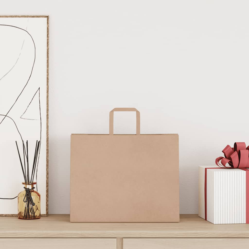 VidaXL bolsas de papel 250 uds con asas 32x22x24 cm marrón