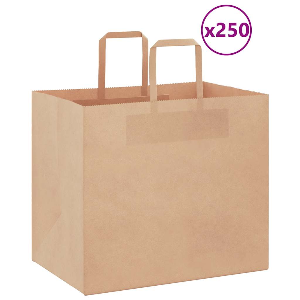 VidaXL bolsas de papel 250 uds con asas 32x22x28 cm marrón
