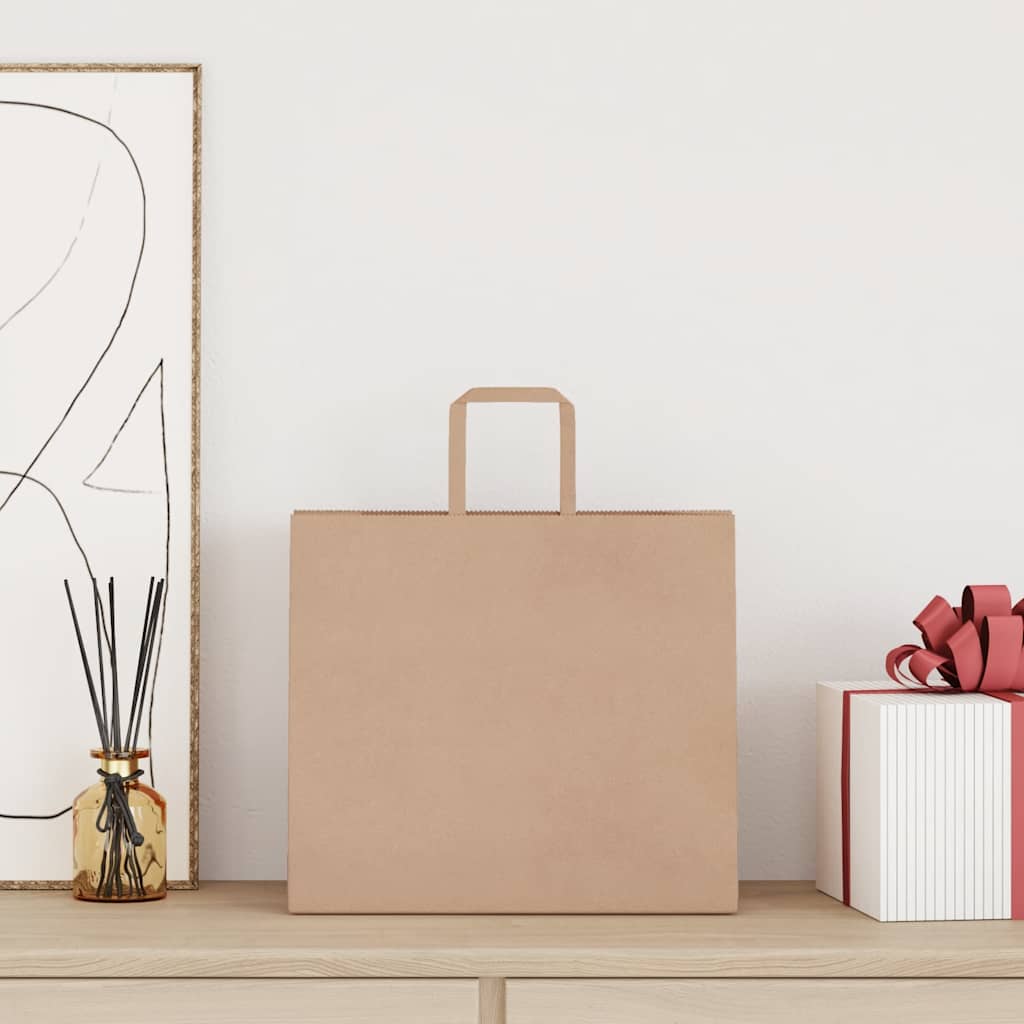 VidaXL bolsas de papel 250 uds con asas 32x22x28 cm marrón