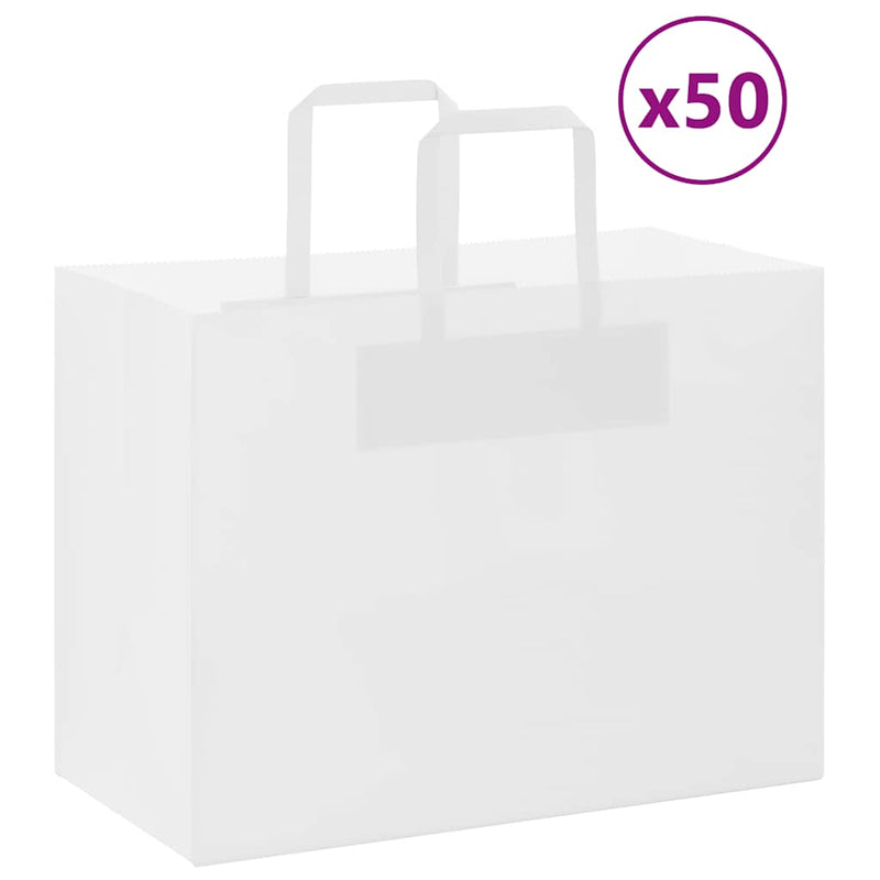 Vidaxl papieren zakken 50 st met hengsels 32x17x25 cm wit