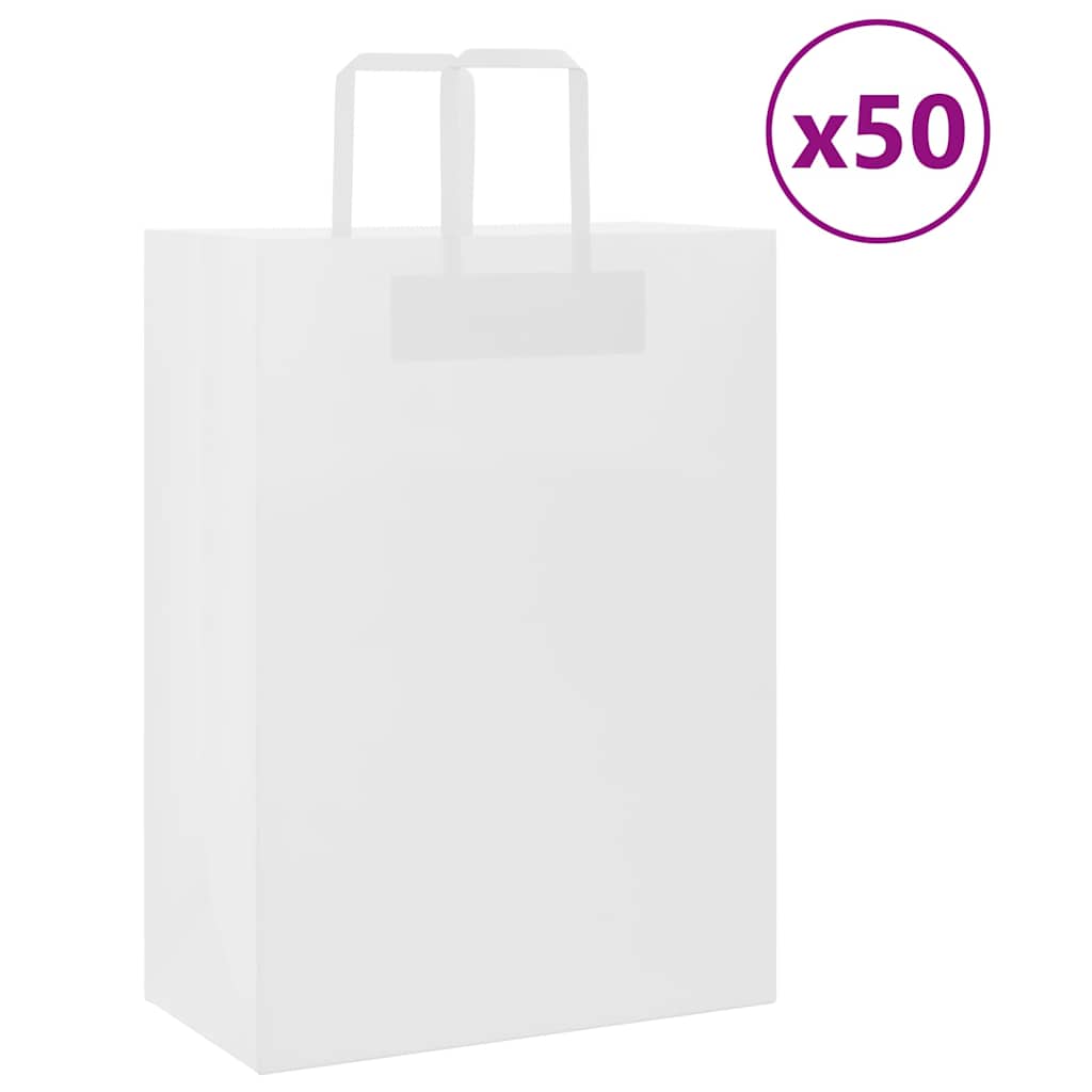 VidaXL bolsas de papel 50uds con asas 32x17x44 cm blanco