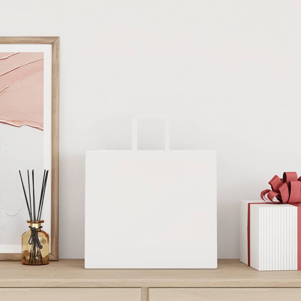 VidaXL bolsas de papel 50uds con asas 32x22x28 cm blanco