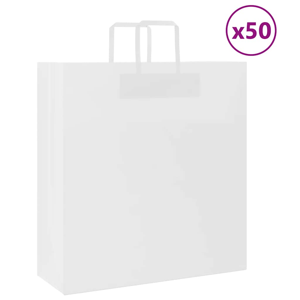 Sacchetti di carta Vidaxxl 50 pz con manici 45x17x48 cm bianchi