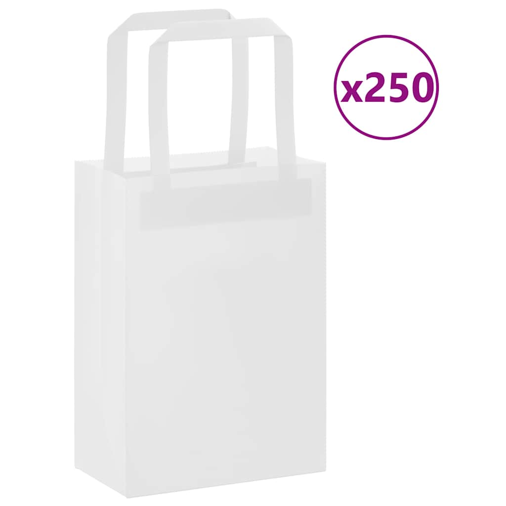 Sacchetti di carta VidaXL 250 pz con manici 15x8x21 cm bianchi