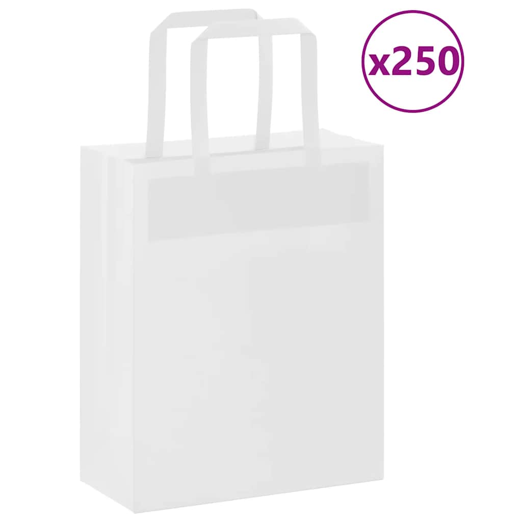 VidaXL bolsas de papel 250uds con asas 18x8x22 cm blanco