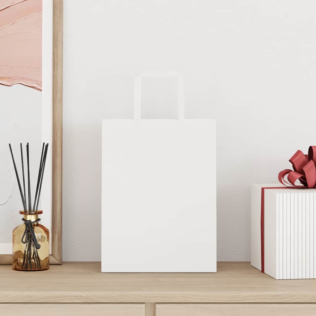 VidaXL bolsas de papel 250uds con asas 21x11x28 cm blanco
