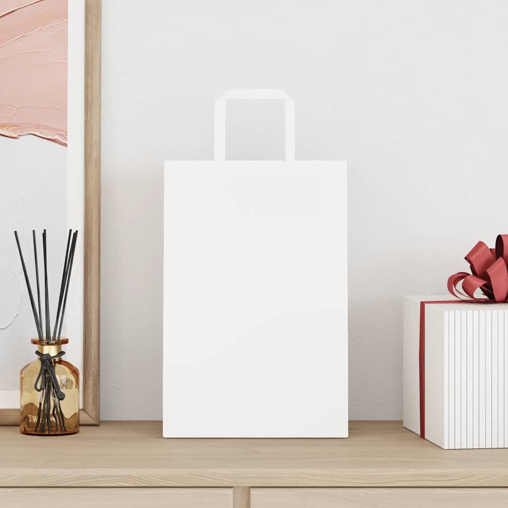 VidaXL bolsas de papel 250uds con asas 21x11x31 cm blanco