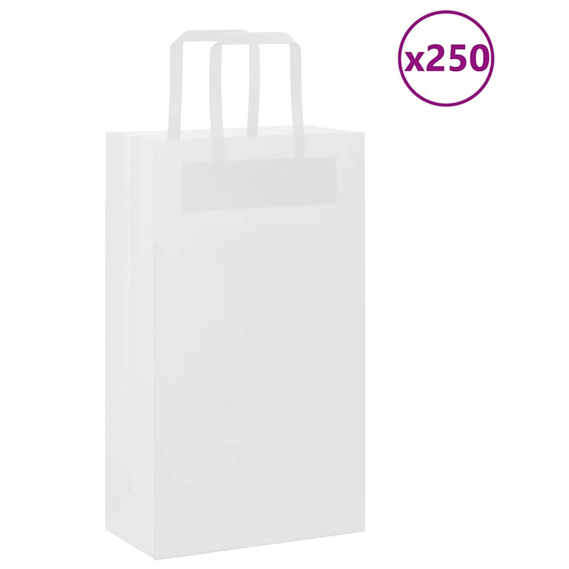 Vidaxl papieren zakken 250 st met hengsels 21x11x36 cm wit