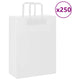 VidaXL bolsas de papel 250uds con asas 26x12x35 cm blanco