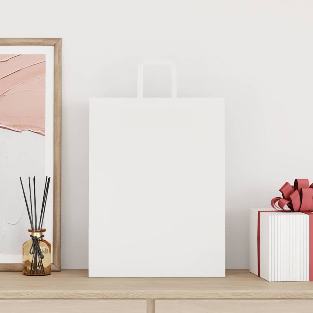 VidaXL bolsas de papel 250uds con asas 32x12x42 cm blanco