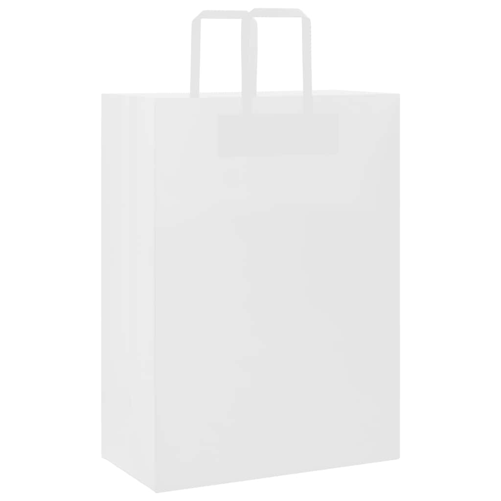 VidaXL bolsas de papel 250uds con asas 32x17x44 cm blanco