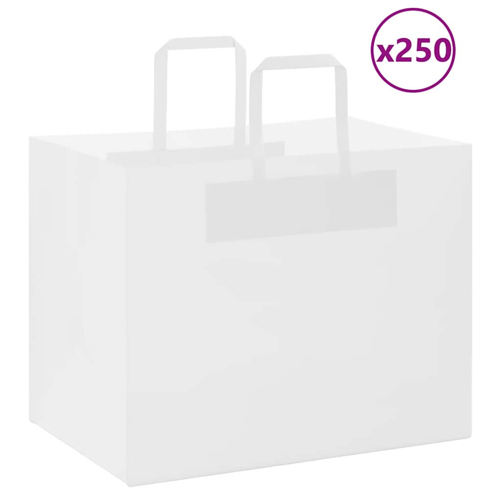 VidaXL bolsas de papel 250uds con asas 32x22x24 cm blanco
