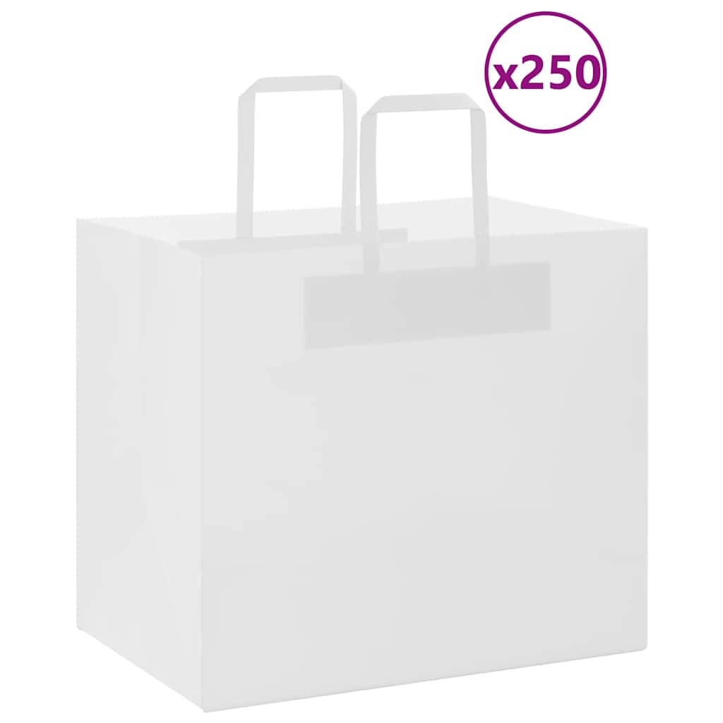VidaXL bolsas de papel 250uds con asas 32x22x28 cm blanco