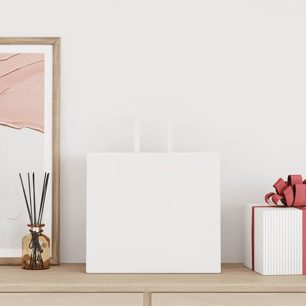 VidaXL bolsas de papel 250uds con asas 32x22x28 cm blanco