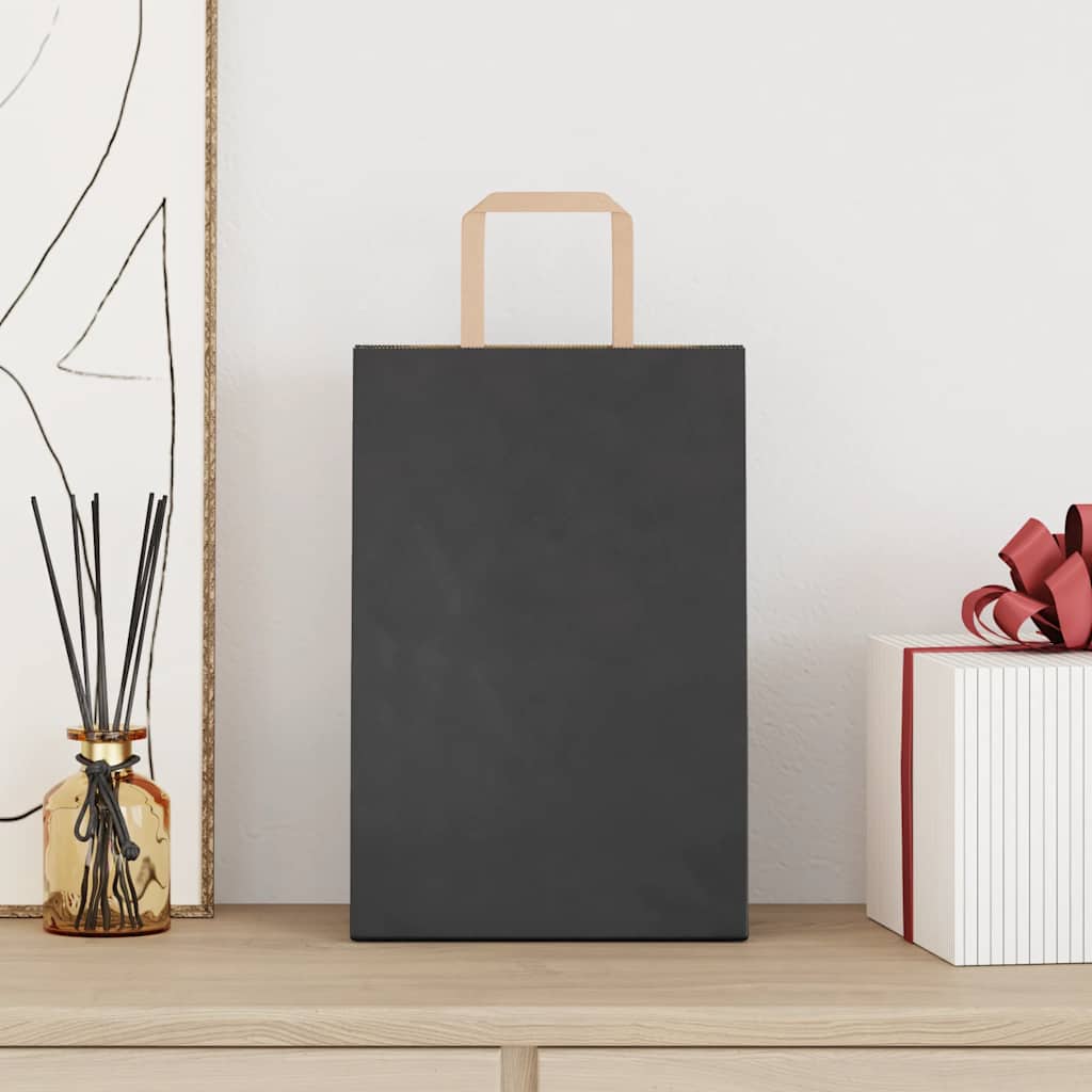 Sacchetti di carta VidaXL 250 pz con manici 21x11x31 cm neri
