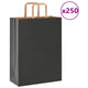 VidaXL bolsas de papel 250uds con asas 26x12x35 cm negro
