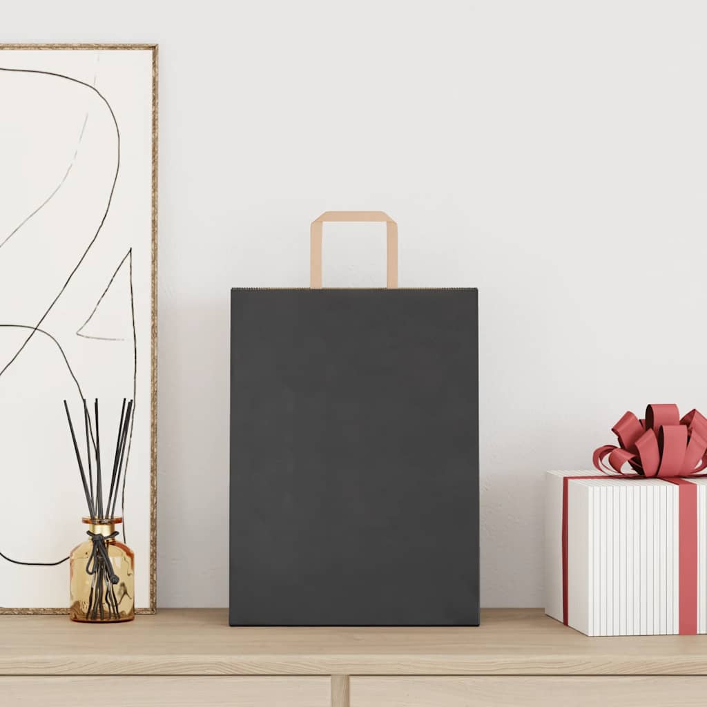 Sacchetti di carta VidaXL 250 pz con manici 26x12x35 cm neri