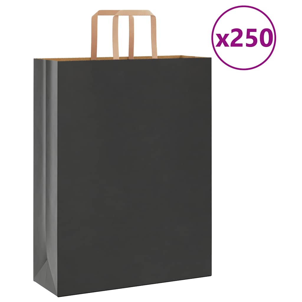 VidaXL bolsas de papel 250uds con asas 32x12x42 cm negro