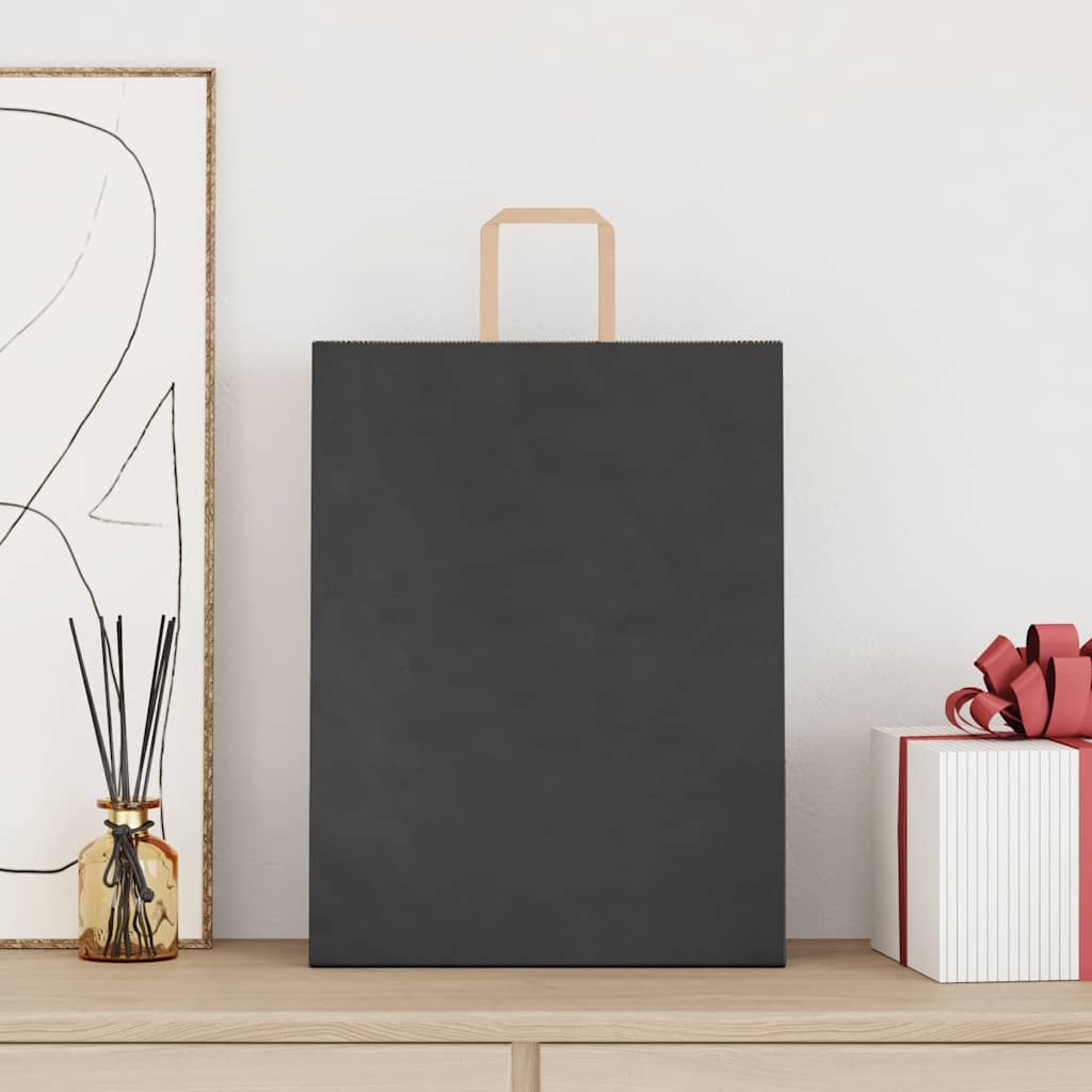 VidaXL bolsas de papel 250uds con asas 32x12x42 cm negro
