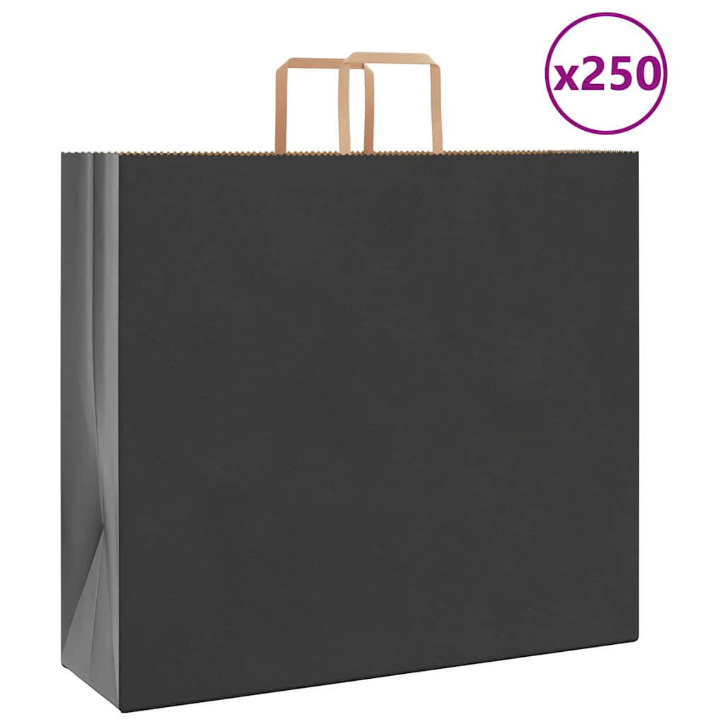 VidaXL bolsas de papel 250uds con asas 54x15x49 cm negro