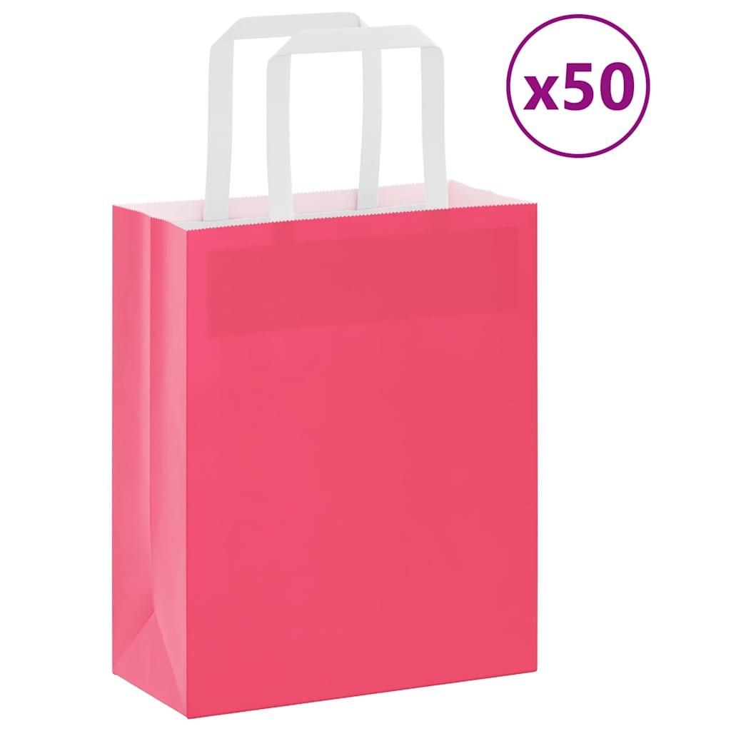 Sacchetti di carta VidaXL 50 pz con manici 18x8x22 cm rosa