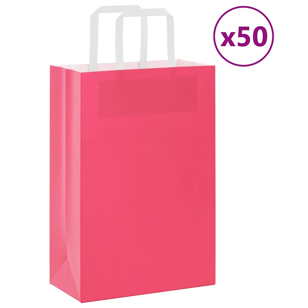 VidaXL bolsas de papel 50uds con asas 21x11x31 cm rosa