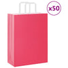 VidaXL bolsas de papel 50uds con asas 26x12x35 cm rosa